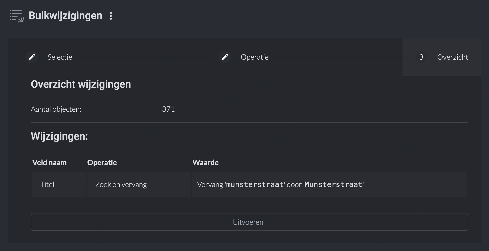 Bulkwijzigingen Bulkwijzigingen