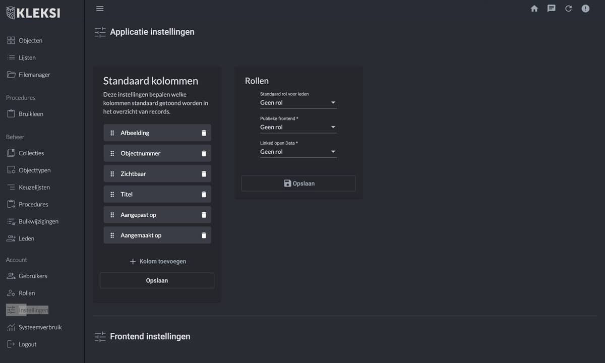 Applicatie instellingen beheren
