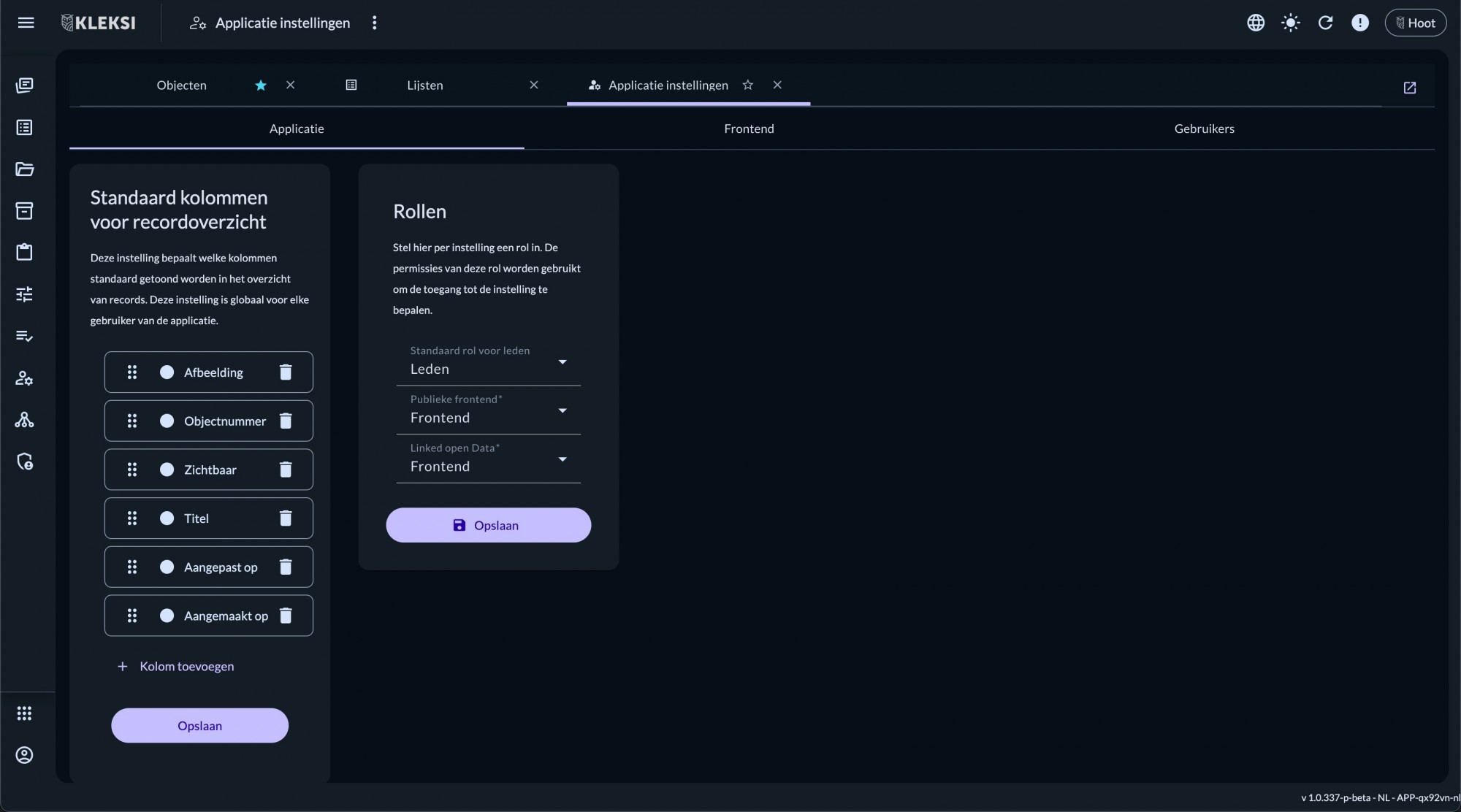 Applicatie instellingen beheren