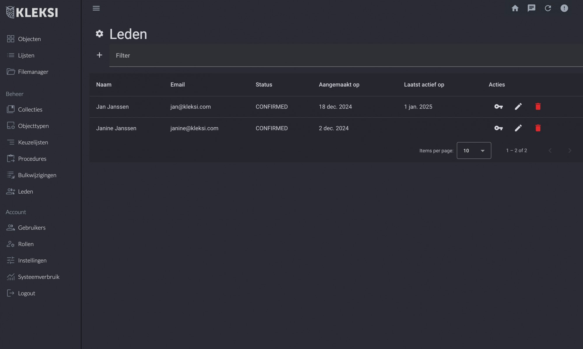 Übersicht über die Mitgliedskonten